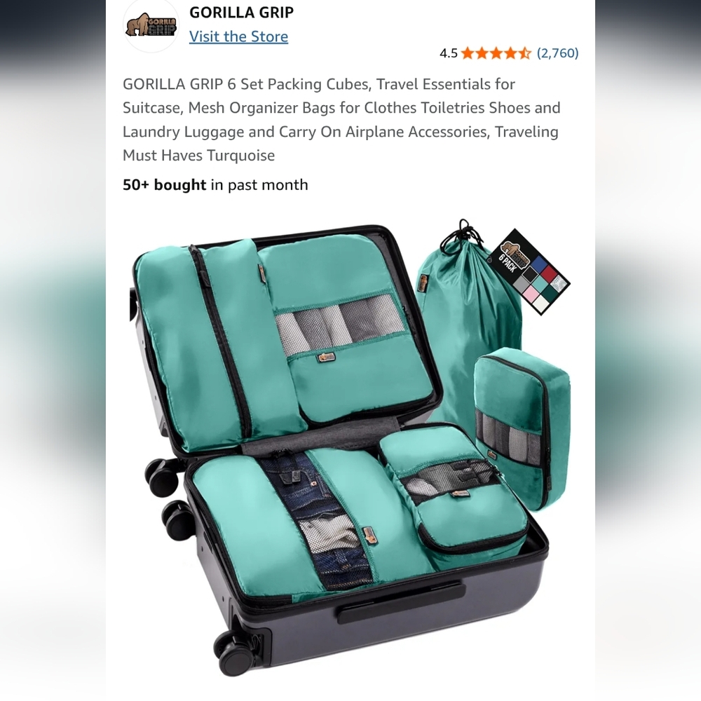 Turquoise Packing Cube Set